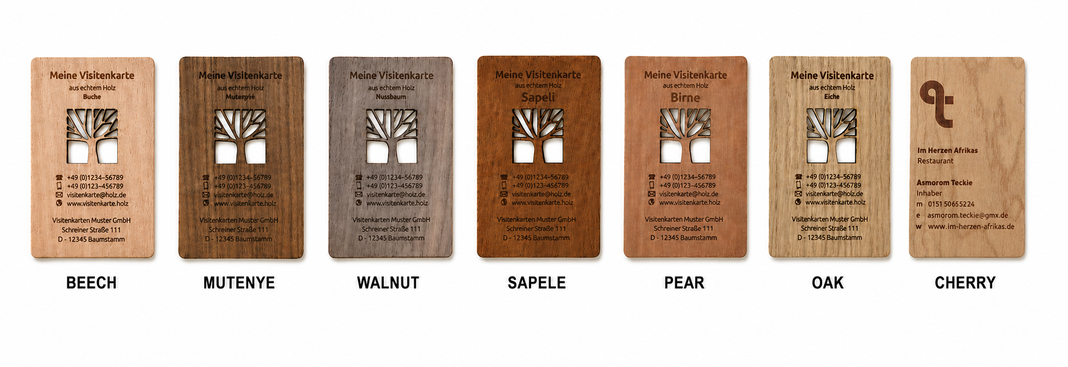 Wooden Business Cards engraved from holzpost