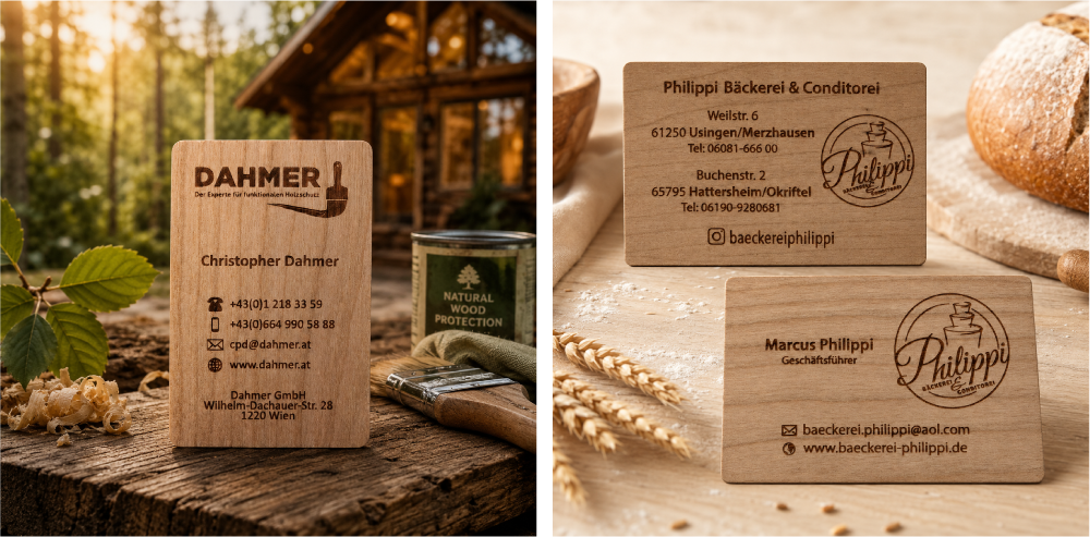 Visitenkarten aus Holz von holzpost