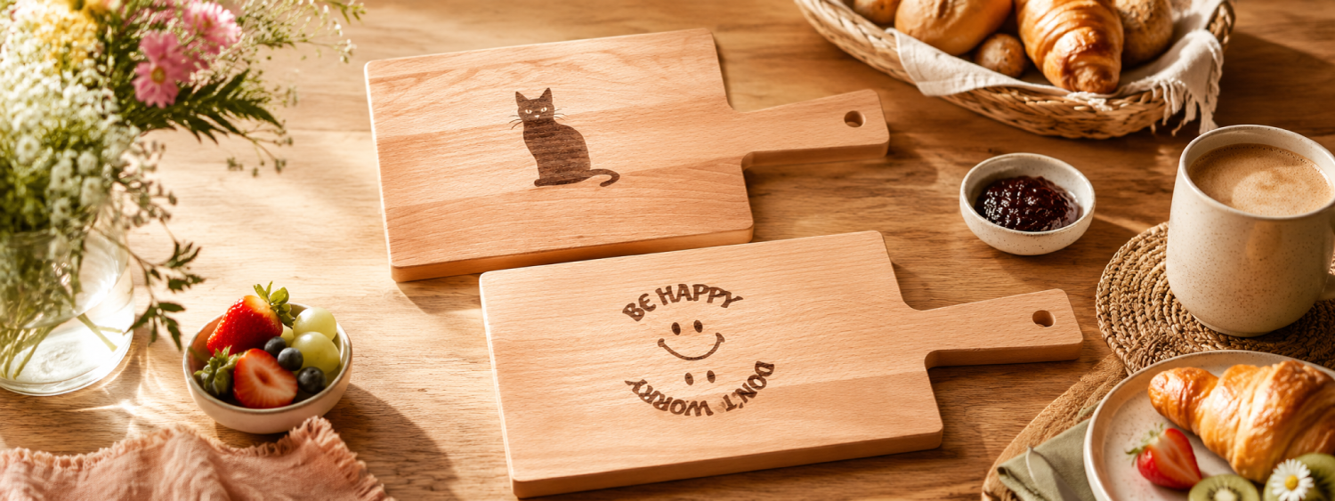 Frühstücksbrettchen aus Holz mit Motiven