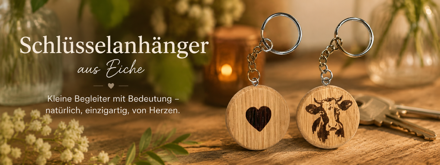 Wooden keychain made from Oak