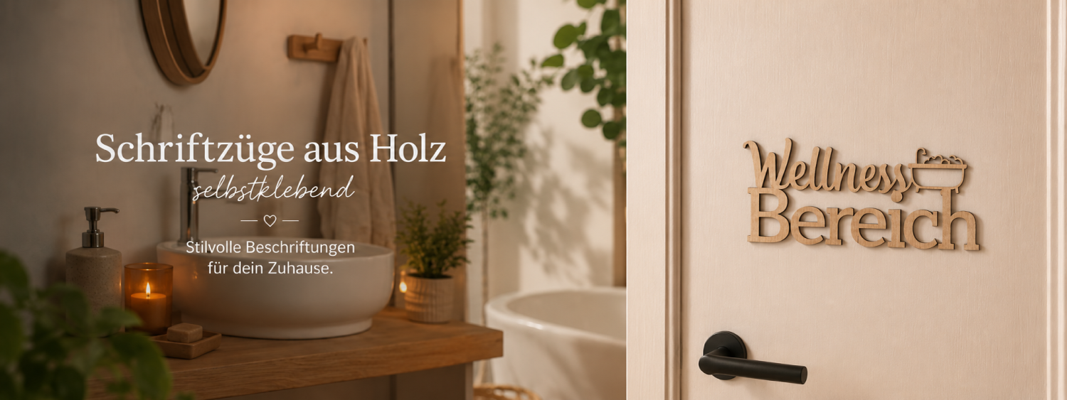 Schriftzüge selbstklebend aus Kirschbaumholz