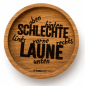 Preview: Gravierter Untersetzer Schlechte Laune aus geölter Eiche