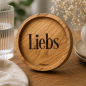 Preview: Gravierter Untersetzer Liebs mit Herz aus geölter Eiche