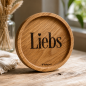 Preview: Gravierter Untersetzer Liebs mit Herz aus geölter Eiche