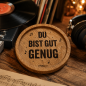 Preview: Gravierter Untersetzer Du bist gut genug aus geölter Eiche