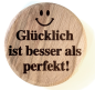 Preview: Gravierter Glasdeckel Perfekt aus Buche mit Spruch Glücklich ist besser als perfekt