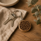 Preview: Gravierter Schlüsselanhänger Leopard aus Eiche mit Animal-Print-Muster
