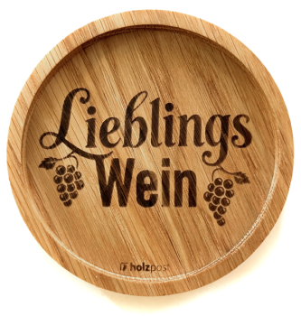 Engraved oak coaster Lieblingswein BD152