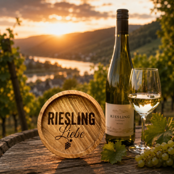 Preview: Engraved oak coaster Riesling Liebe for wine lovers