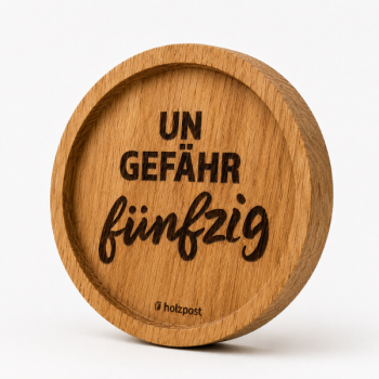 Preview: Engraved oak coaster ungefähr fünfzig
