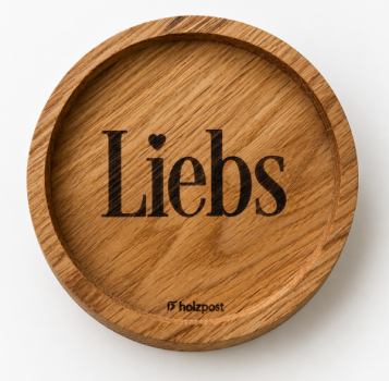 Engraved oak coaster Liebs with heart motif