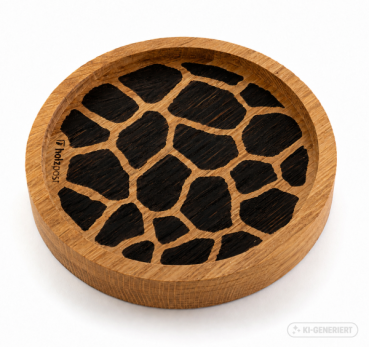 Engraved oak coaster Giraffe with giraffe pattern