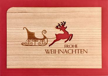 Grußkarte mit Umschlag "Rentier Schlitten"
