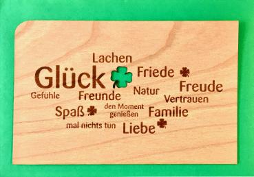Grußkarte mit Umschlag "Glück Kleeblatt"