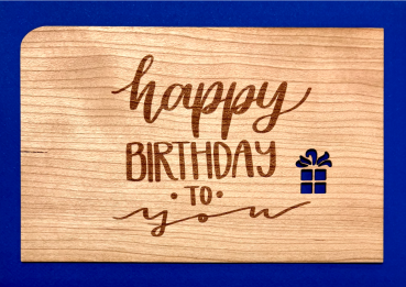 Grußkarte aus Holz "Happy you" mit Umschlag
