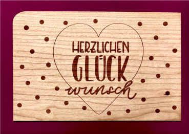 Grußkarte aus Holz "Punkte" mit Umschlag