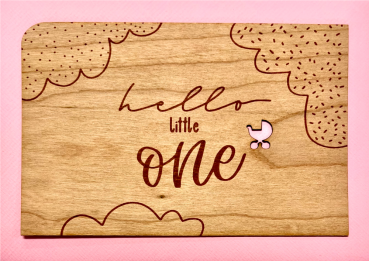 Grußkarte aus Holz "Little one" mit Umschlag