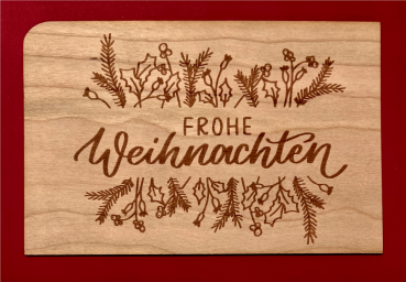 Grußkarte aus Holz "Weihnachten Pflanzen" mit Umschlag