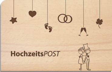 wooden postcard "HochzeitsPOST"