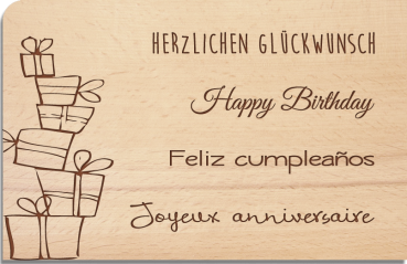 Holzpostkarte "Geburtstag Sprachen"