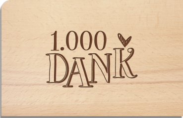 wooden postcard "1000 Dank"