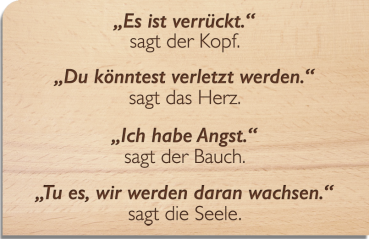 Holzpostkarte aus Buchenholz Kopf Herz Bauch Seele – Mutmacher P885