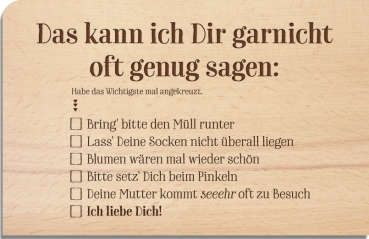 Holzpostkarte aus Buchenholz Ich liebe Dich – lustige Liebeskarte P899