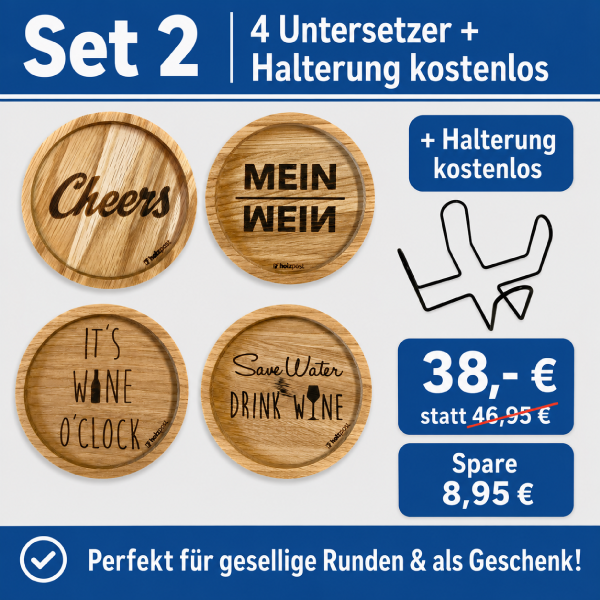 Untersetzer Set "WEIN" aus Eiche