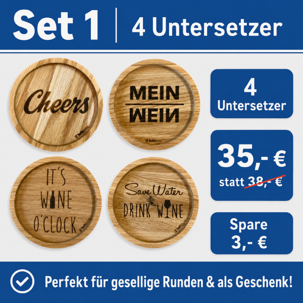 Untersetzer Set "WEIN" aus Eiche