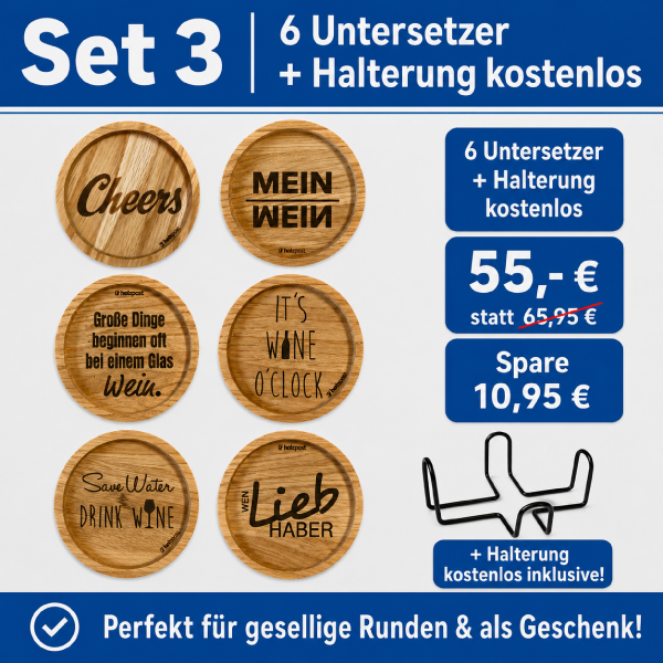 Untersetzer Set "WEIN" aus Eiche