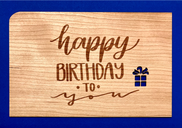 Grußkarte aus Holz "Happy you" mit Umschlag