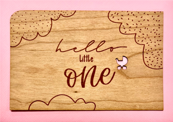 Grußkarte aus Holz "Little one" mit Umschlag
