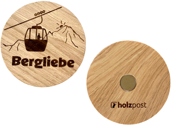 Oak magnet Bergliebe as gift for mountain lovers