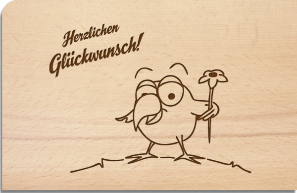 Holzpostkarte "Herzlichen Glückwunsch"