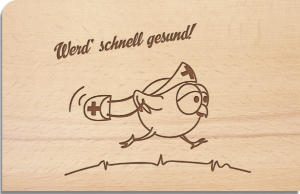 wooden postcard "Werd' schnell gesund!"