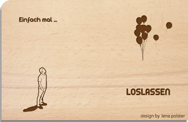 Holzpostkarte "loslassen"
