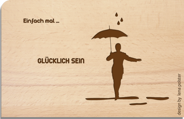 Holzpostkarte "Glücklich"