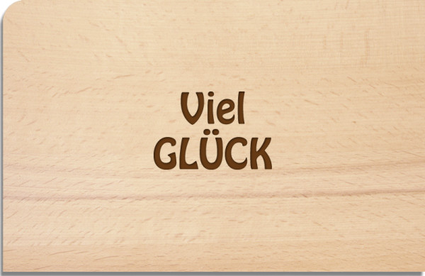 Holzpostkarte "Viel Glück Text"