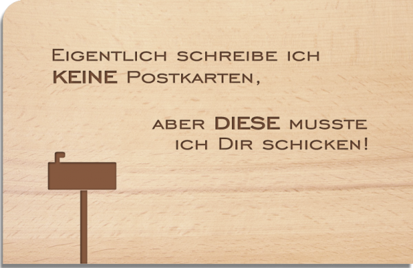 Holzpostkarte "keine Postkarten"