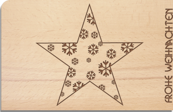 Holzpostkarte "Stern - Schnee"