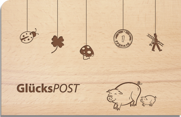Holzpostkarte "Glückspost"