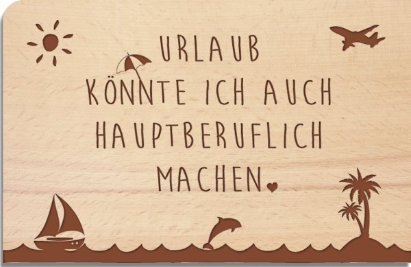 Holzpostkarte "Urlaub"