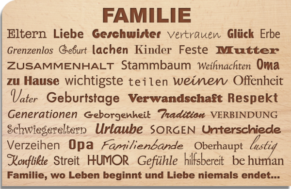 Holzpostkarte "Familie"