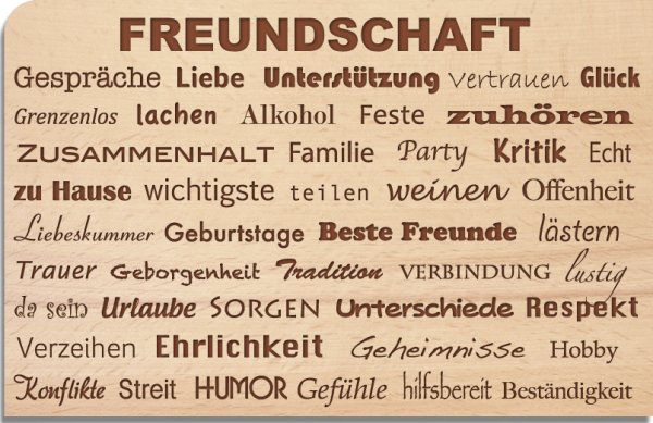 Holzpostkarte "Freundschaft Text"