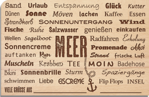 Holzpostkarte "Meer Text"