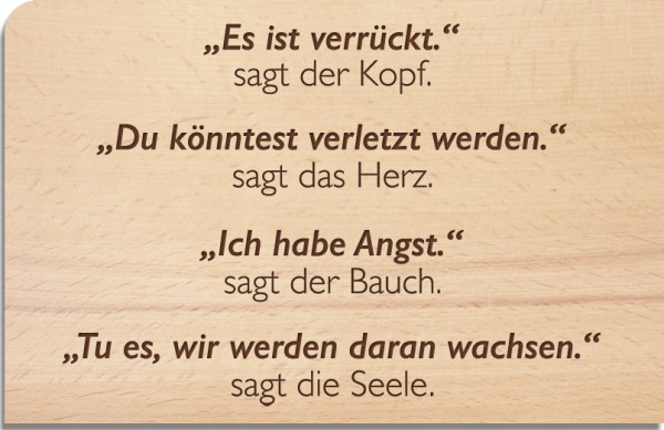 Holzpostkarte aus Buchenholz Kopf Herz Bauch Seele – Mutmacher P885