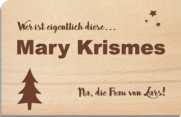 wooden postcard "Mary Krismes"
