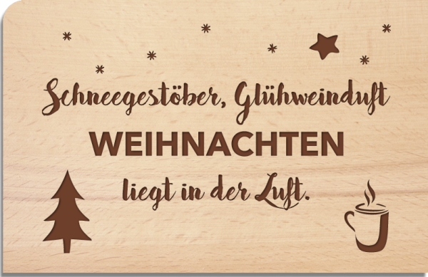 Holzpostkarte "Schneegestöber"