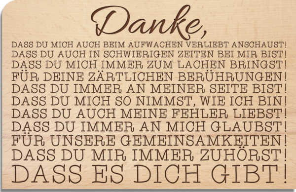 wooden postcard "DANKE Text"