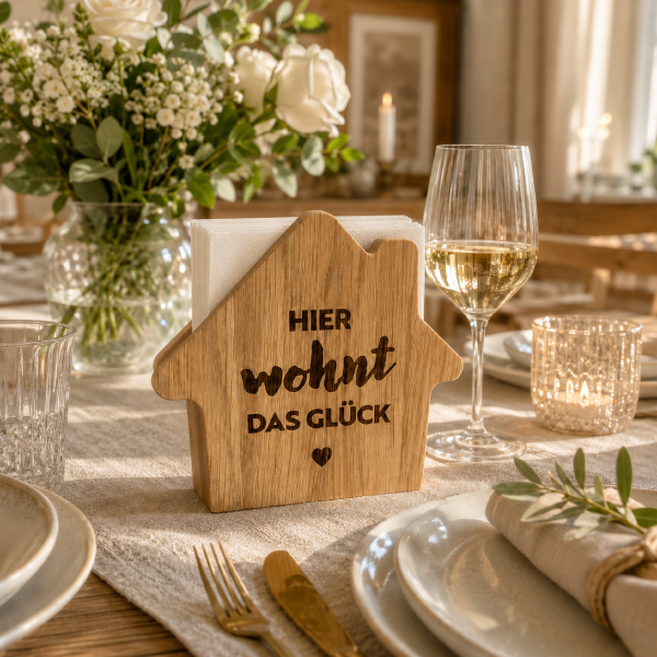 Servietten Haus "Wohnt"